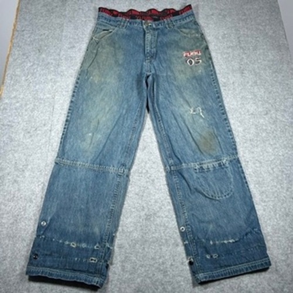 FUBU Denim Jeans Men 36 Blue 05 Collection Baggy Y2K Hip Hop Streetwear Skater